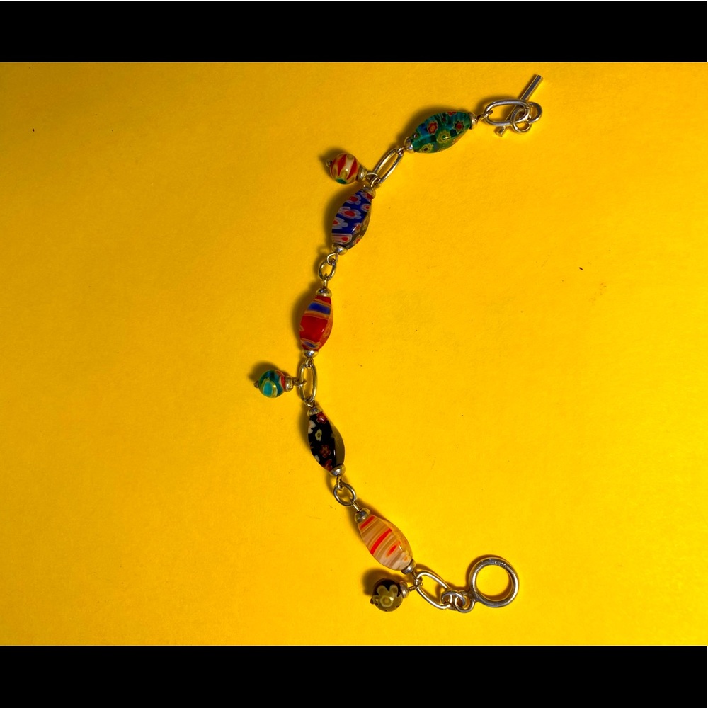 Silver and Murano glass beads bracelet